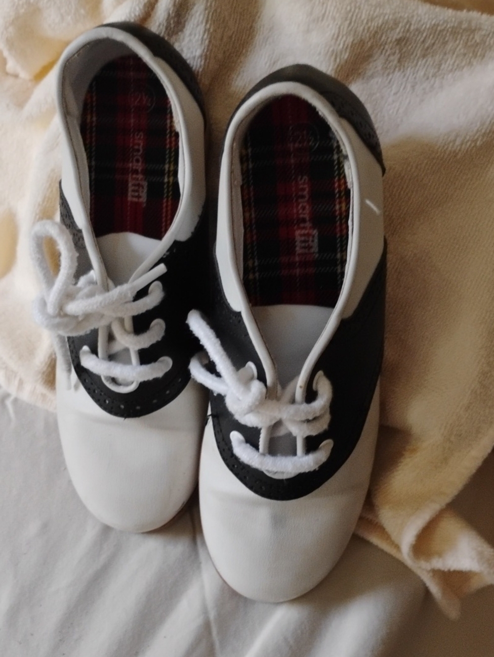 smartfit Black and White Saddle Kids Dress Shoes
